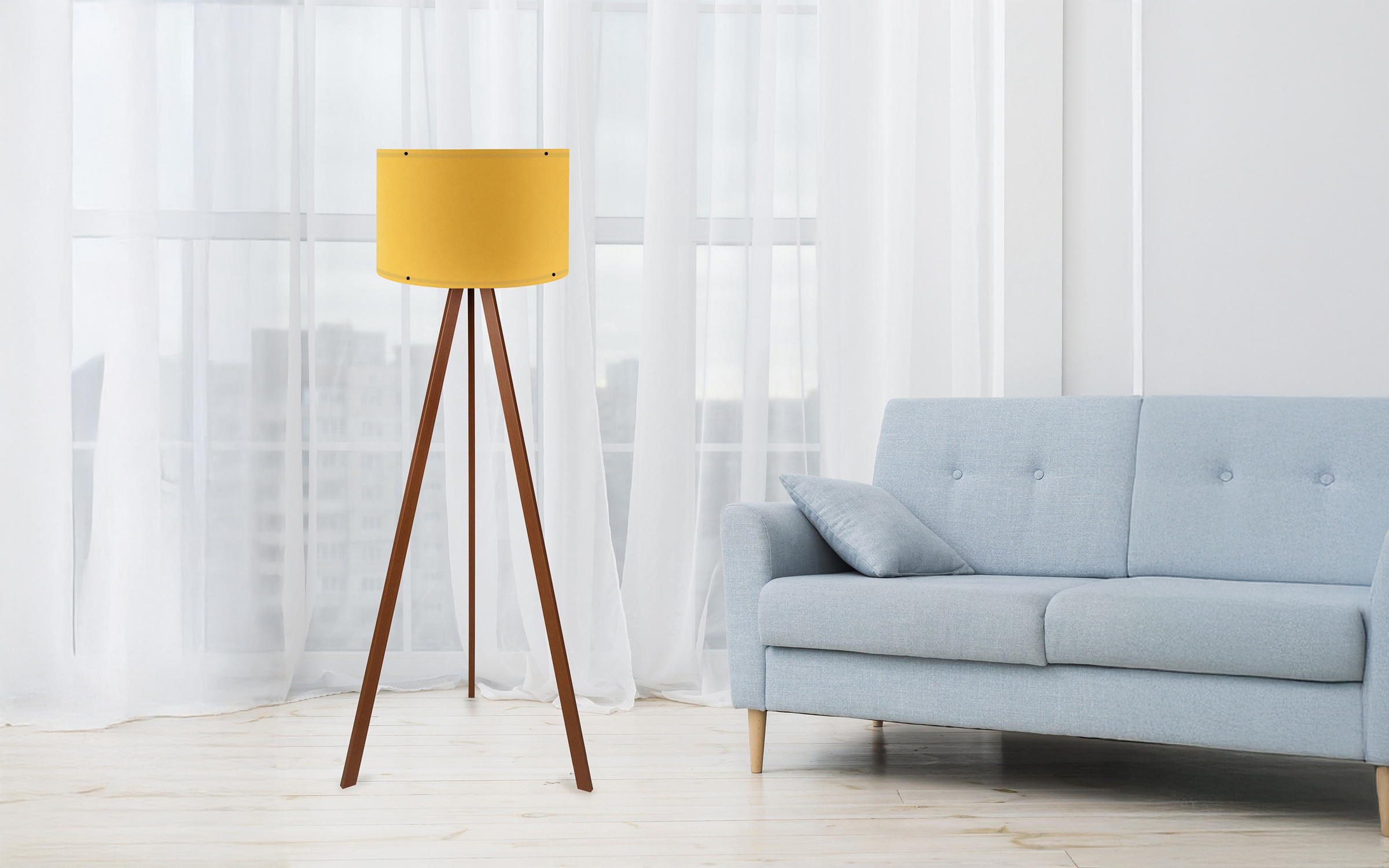 Tip bec: 1xE27/max 40W Lampa de podea, galben  2